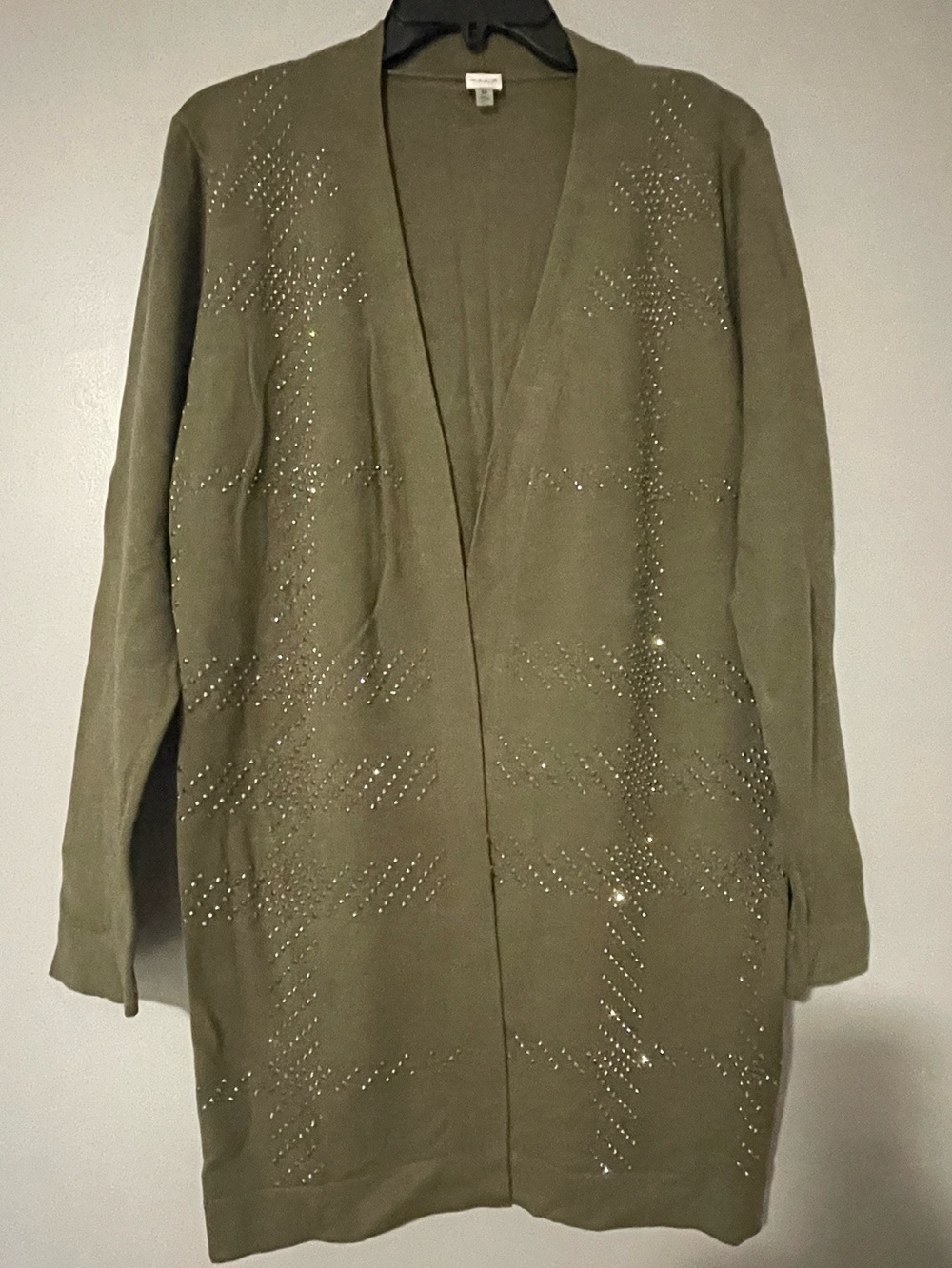 🍸VILA Olive Open-Front Studded Cardigan Jacket
